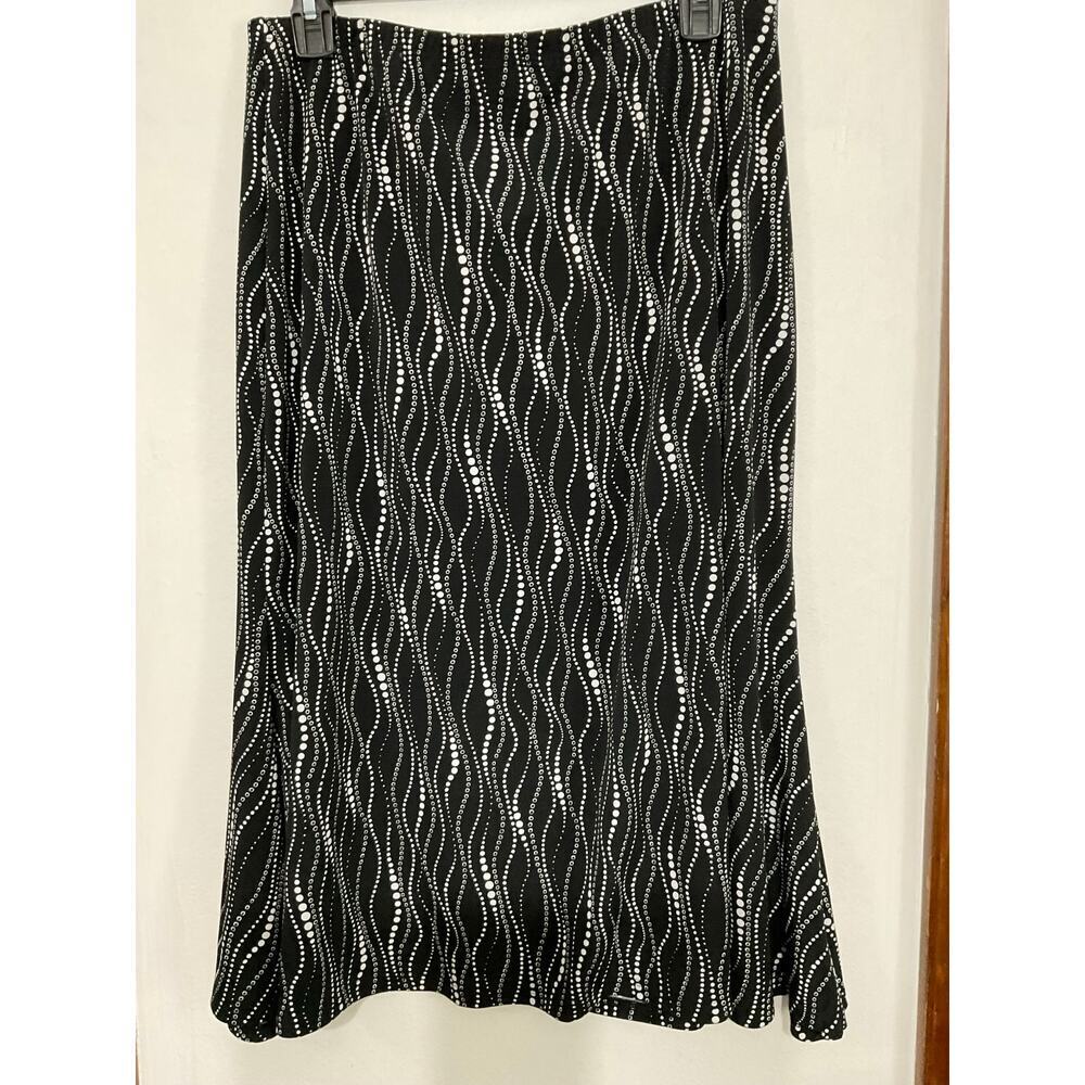 Saint Tropez West Black/White Midi Skirt Size XL Stretch Elastic Waist - Picture 4 of 5